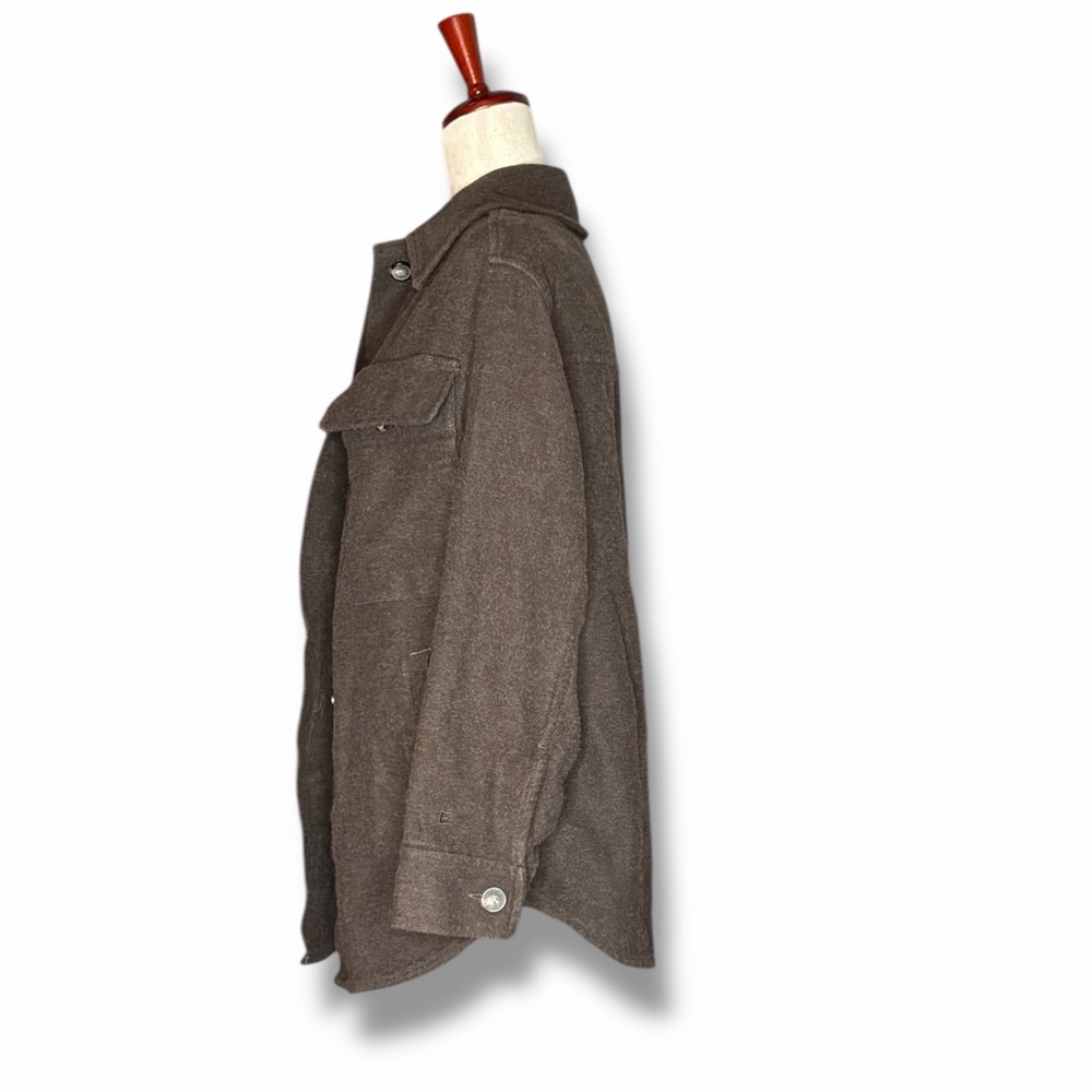Everlane Heather Brown Flannel Collared Button Up Shacket Jacket Size Medium - Picture 3 of 8